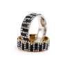 Trendy accessory: A four-row clay white diamond and black diamond ring JZ037 Item Picture